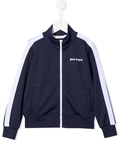 Shop Palm Angels Side Stripe Zip Jacket In 蓝色