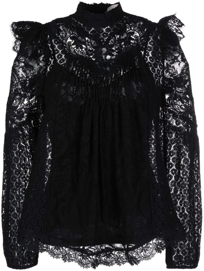 ZIMMERMANN BELL-SLEEVE LACE BLOUSE 
