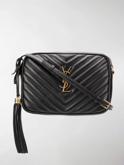 Shop Saint Laurent Monogram Lou Leather Crossbody Bag In Black