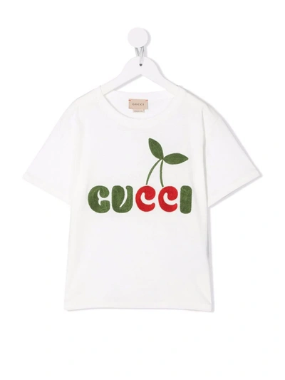 Shop Gucci Cherry Print Cotton T-shirt In White