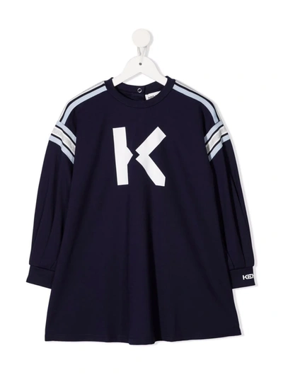 Shop Kenzo Logo Crew-neck Dress In Blue