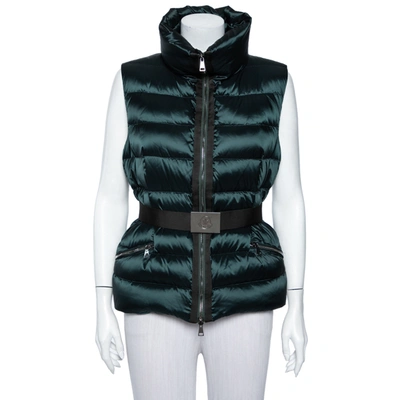 Pre-owned Moncler Dark Green Puffer Down Belted Tareg Gilet M