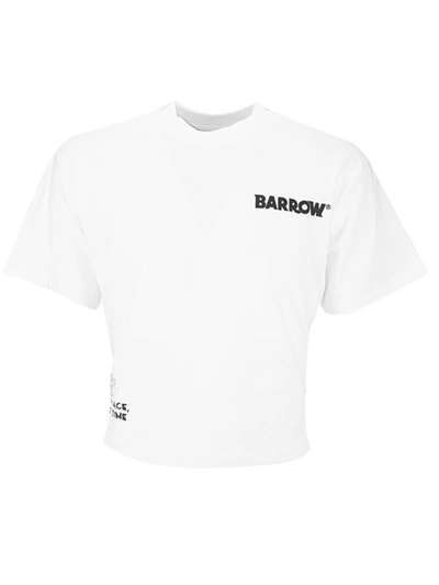 Shop Barrow Logo Mock-neck T-shirt In White