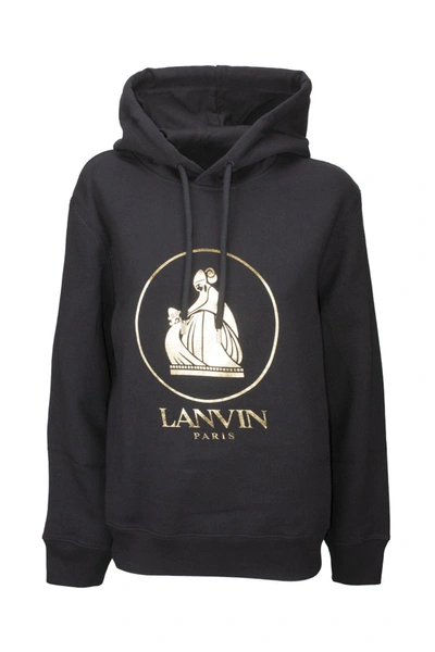 Shop Lanvin Black Logo-print Hoodie