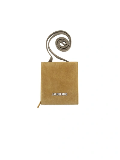Shop Jacquemus Logo-plaque Lanyard-strap Cardholder In Yellow