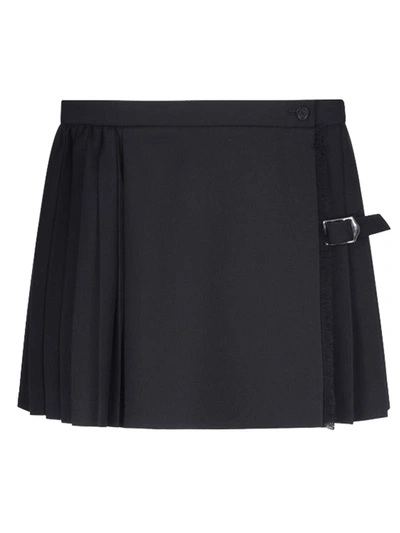 Shop Balenciaga Black Pleated Mini Skirt In Nero