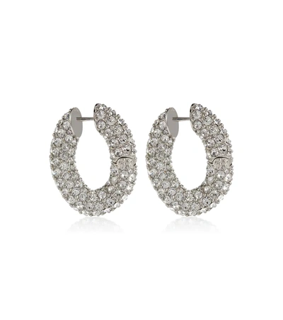 Shop Balenciaga Loop Crystal-embellished Earrings In 银色