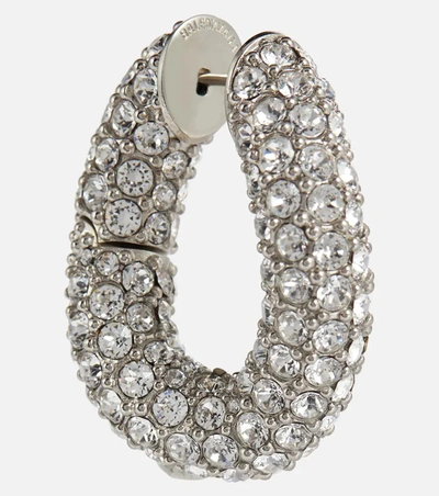 Shop Balenciaga Loop Crystal-embellished Earrings In 银色
