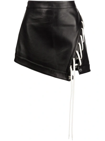 Shop Monse Lace-up Leather Skirt In Black