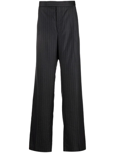 Shop Thom Browne Pinstripe Wide-leg Tailored Trousers In Grey