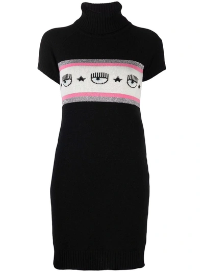 Shop Chiara Ferragni Blinking-eye Print Dress In Black