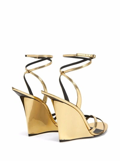 Shop Giuseppe Zanotti Pris Golden Wedge Sandals In Metallic