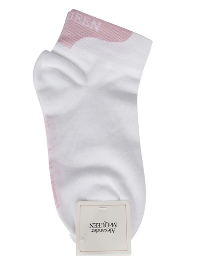 Shop Alexander Mcqueen Logo Intarsia Ankle Socks In White
