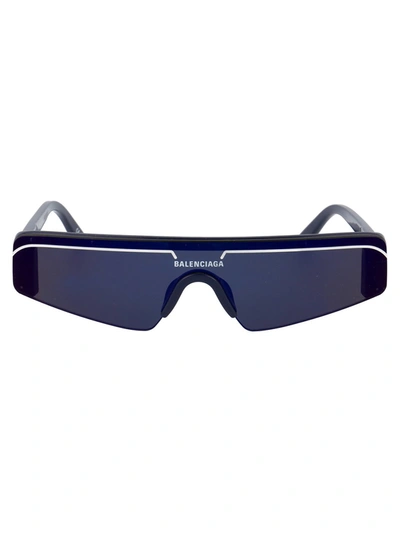 Shop Balenciaga Eyewear Ski Rectangular Frame Sunglasses In Navy