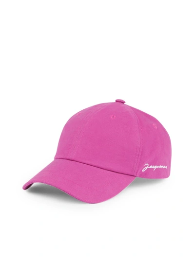 Shop Jacquemus Logo Embroidered Baseball Cap In Pink