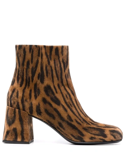Miu Miu 80mm Leopard-print Ankle Boots In Braun