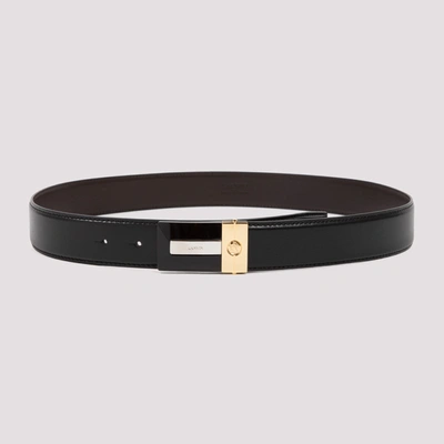 Shop Lanvin Logo Plaque Buckle Belt In Black