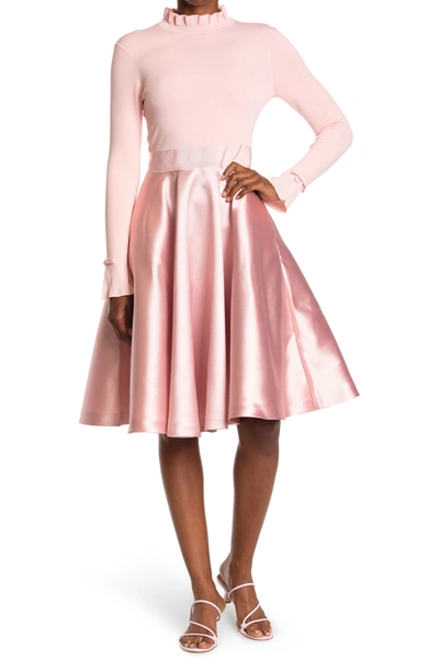 Shop Ted Baker Zadi Long Sleeve Fit & Flare Dress In Lt-pink