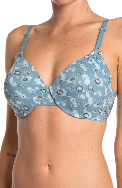 Shop Warner's This Is Not A Bra Underwire Bra In Icy Morn Striped Flora Print