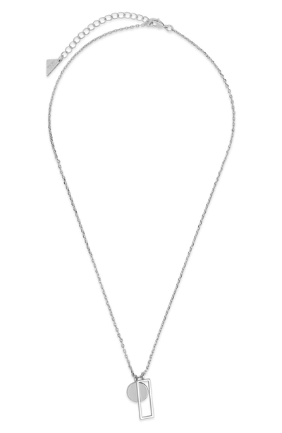 Sterling Forever Rhodium Plated Geometric Charm Pendant Necklace In Silver