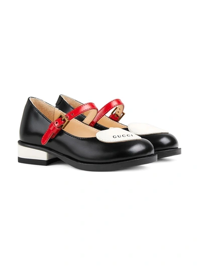 Shop Gucci Heart-patch Ballerina Flats In Black