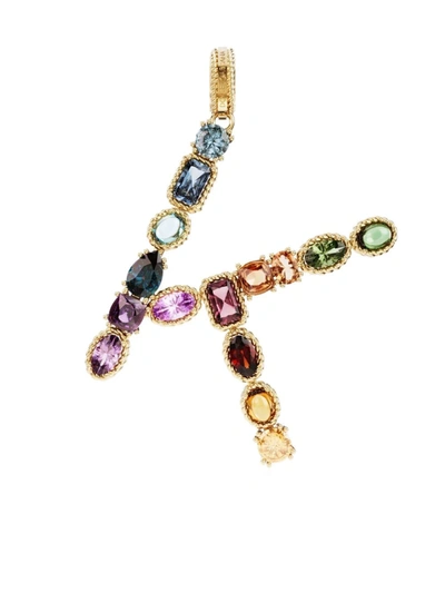 Shop Dolce & Gabbana Rainbow Alphabet K 18kt Yellow Gold Multi-stone Pendant