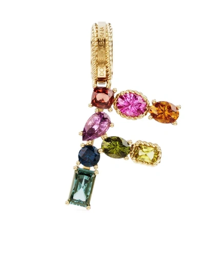 Shop Dolce & Gabbana Rainbow Alphabet F 18kt Yellow Gold Multi-stone Pendant