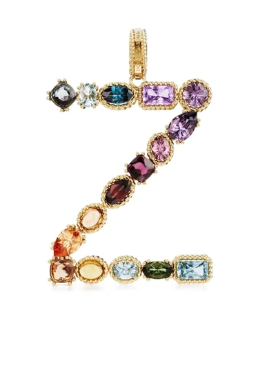 Shop Dolce & Gabbana Rainbow Alphabet Z 18kt Yellow Gold Multi-stone Pendant
