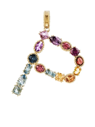 Shop Dolce & Gabbana 18kt Yellow Gold P Letter Gemstone Pendant