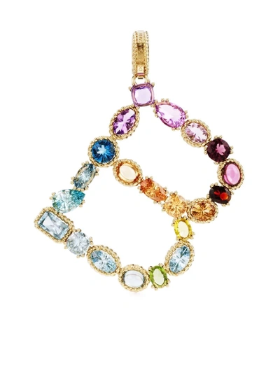 Shop Dolce & Gabbana Rainbow Alphabet B 18kt Yellow Gold Multi-stone Pendant