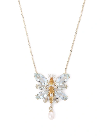 Shop Dolce & Gabbana 18kt Yellow Gold Spring Gemstone Pendant Necklace