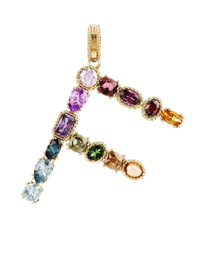 Shop Dolce & Gabbana Rainbow Alphabet 18kt Yellow Gold Multi-stone Pendant