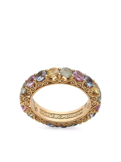 Shop Dolce & Gabbana 18kt Yellow Gold Heritage Sapphire Band Ring