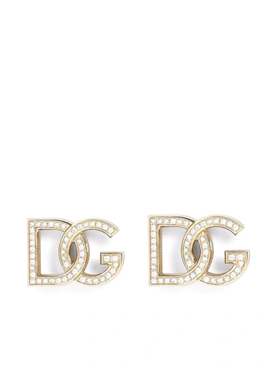 Shop Dolce & Gabbana 18kt Yellow Gold Logo Stud Earrings