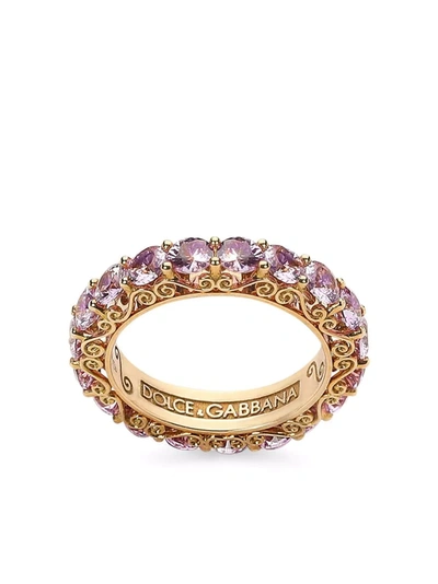 Shop Dolce & Gabbana 18kt Yellow Gold Heritage Sapphire Band Ring