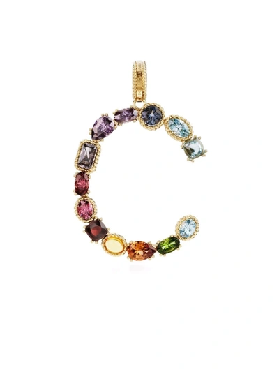 Shop Dolce & Gabbana 18kt Yellow Gold C Letter Gemstone Pendant