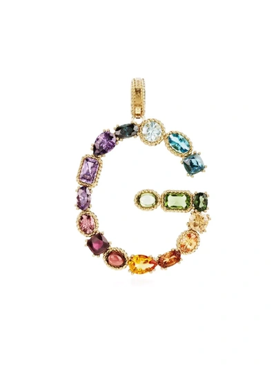 Shop Dolce & Gabbana 18kt Yellow Gold G Letter Gemstone Pendant