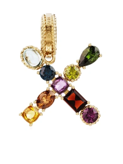 Shop Dolce & Gabbana Rainbow Alphabet X 18kt Yellow Gold Multi-stone Pendant