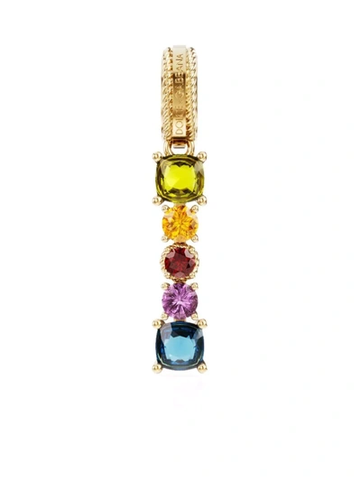 Dolce & Gabbana Rainbow Alphabet 18kt Yellow Gold Multi-stone Pendant In Gold