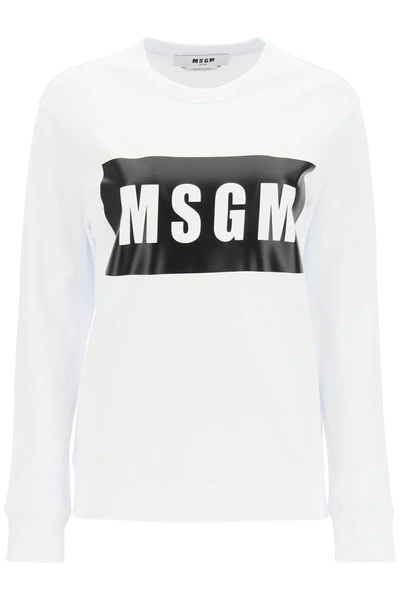 Shop Msgm Logo Box Sweatshirt In White,black