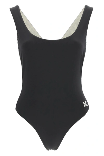 Shop Off-white Logo Band Swimsuit In Black