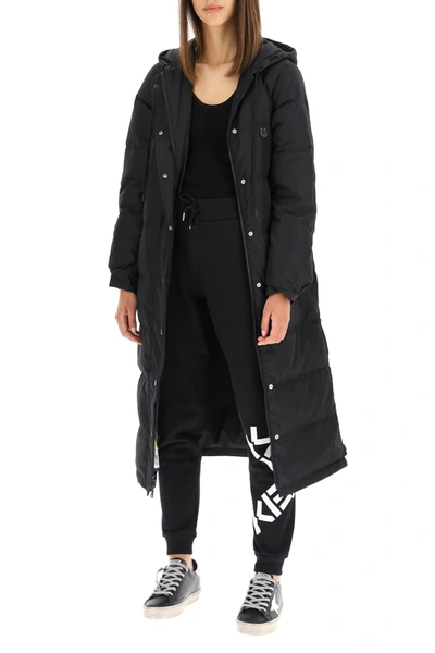 Shop Kenzo Long Reversible Down Jacket In Black
