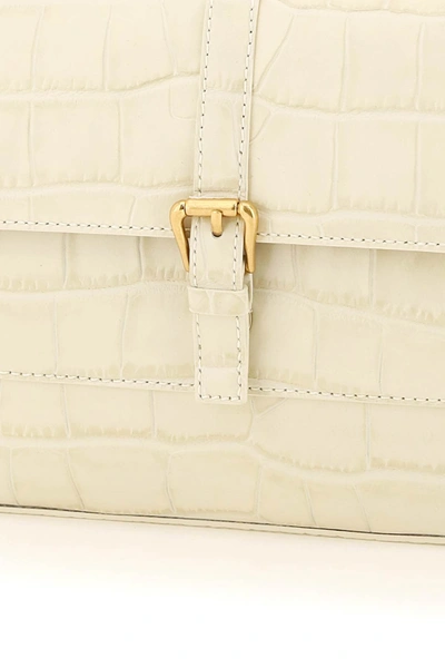 Shop By Far Miranda Bag In Crocodile-embossed Leather In White,beige