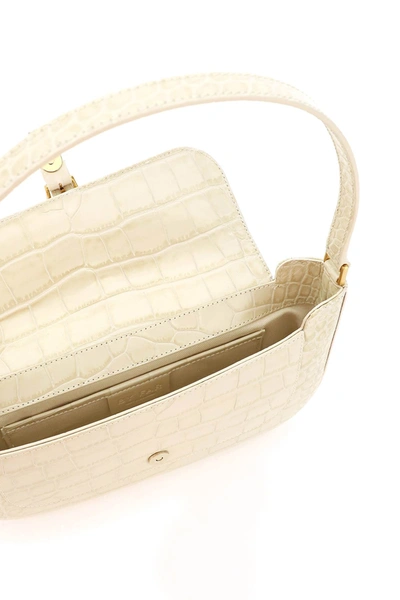 Shop By Far Miranda Bag In Crocodile-embossed Leather In White,beige