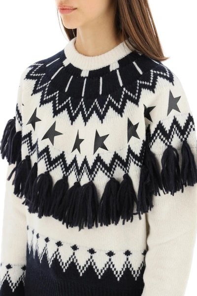 Shop Golden Goose Deidra Sweater In White,blue