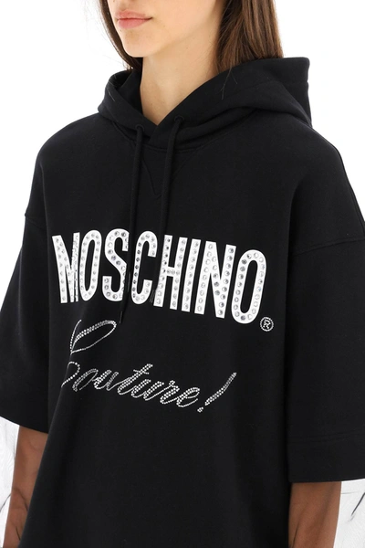Shop Moschino Couture Sweatshirt With Tulle Inserts In Black,white