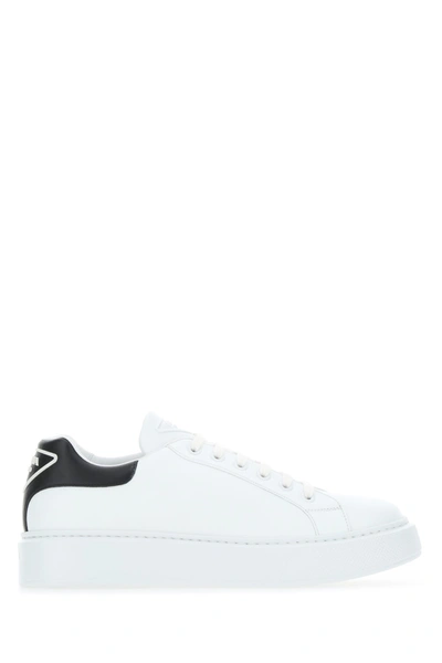 Shop Prada White Leather  Macro Sneakers  White  Uomo 5+