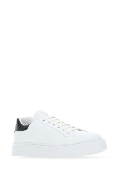 Shop Prada White Leather  Macro Sneakers  White  Uomo 5+