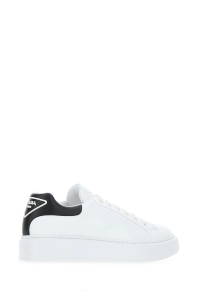 Shop Prada White Leather  Macro Sneakers  White  Uomo 5+