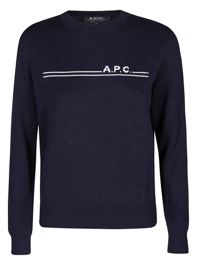 Shop Apc A.p.c. Eponymous Knitted Sweater In Navy